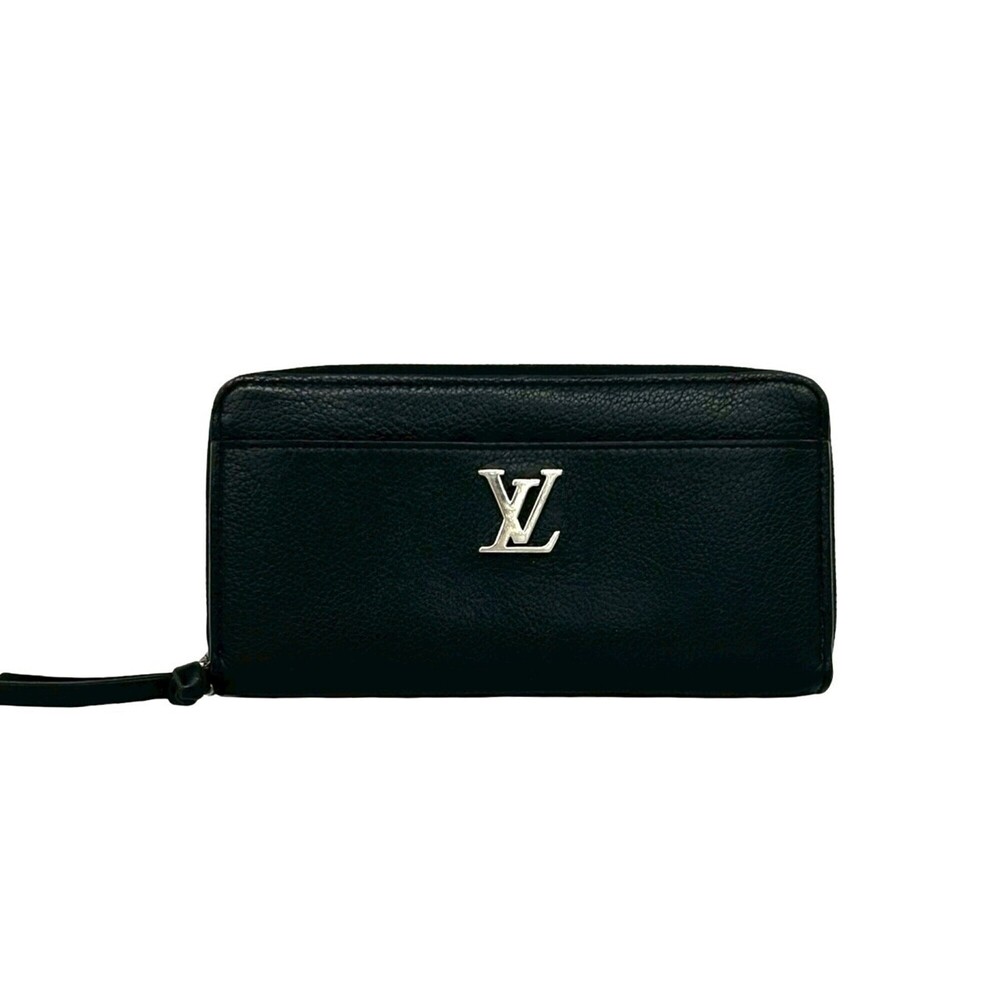 LOUIS VUITTON Zippy Wallet Lockme Logo Leather Long Black 35627